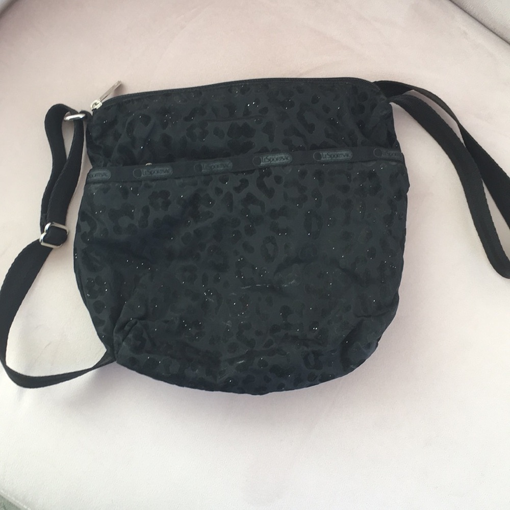 LeSportsac Black Leopard Print Shoulder Bag